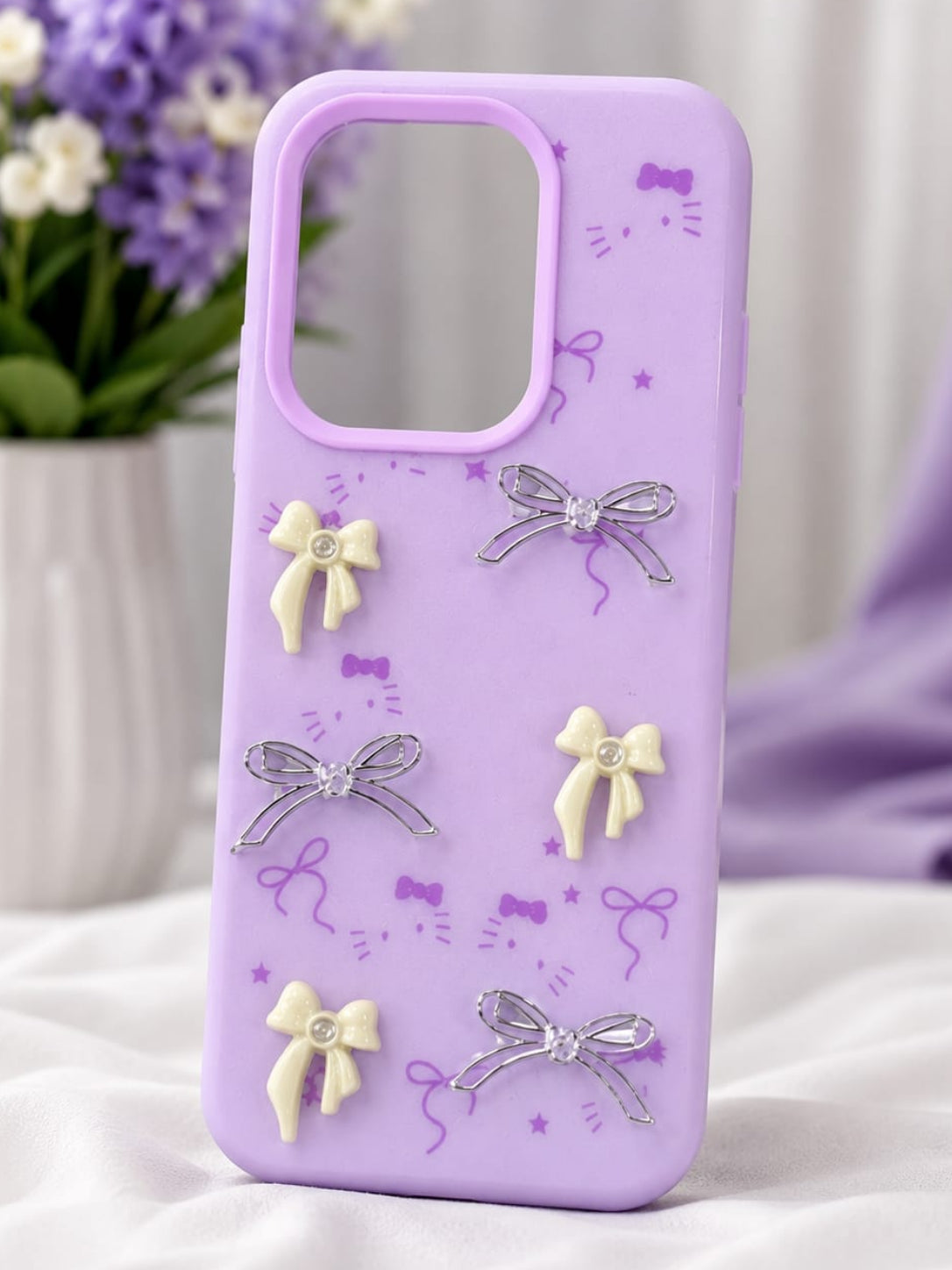 Cute Purple Bow & Kitty Mobile Cover Samsung Galaxy A17