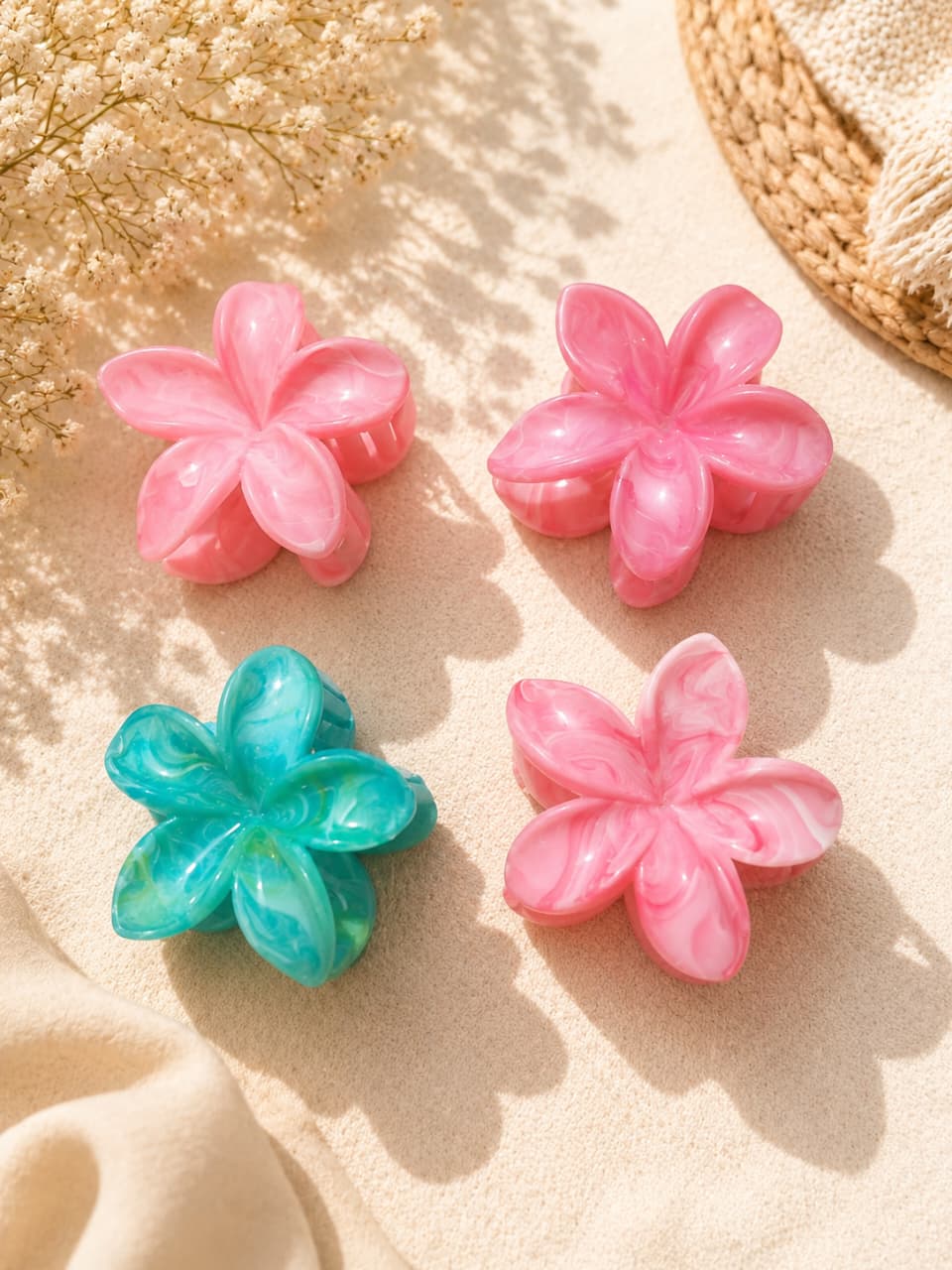 Floral hair claw clips- Pack of 6
