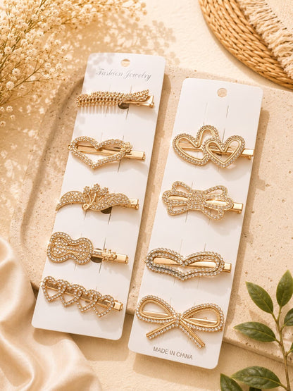Luxury Crystal Hair Clips-Pack of 5