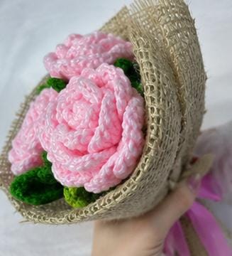 Pink Petal Crochet Roses