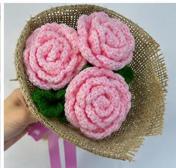 Pink Petal Crochet Roses