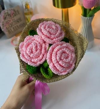 Pink Petal Crochet Roses