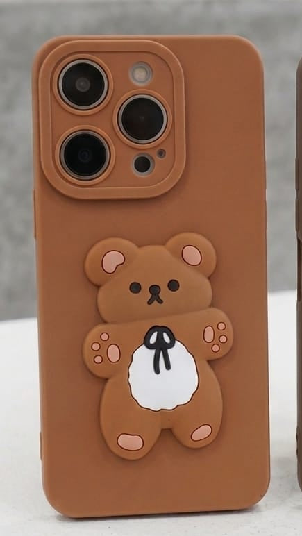 Aesthetic 3D Silicone Cartoon Phone Case with Raised Camera Protection