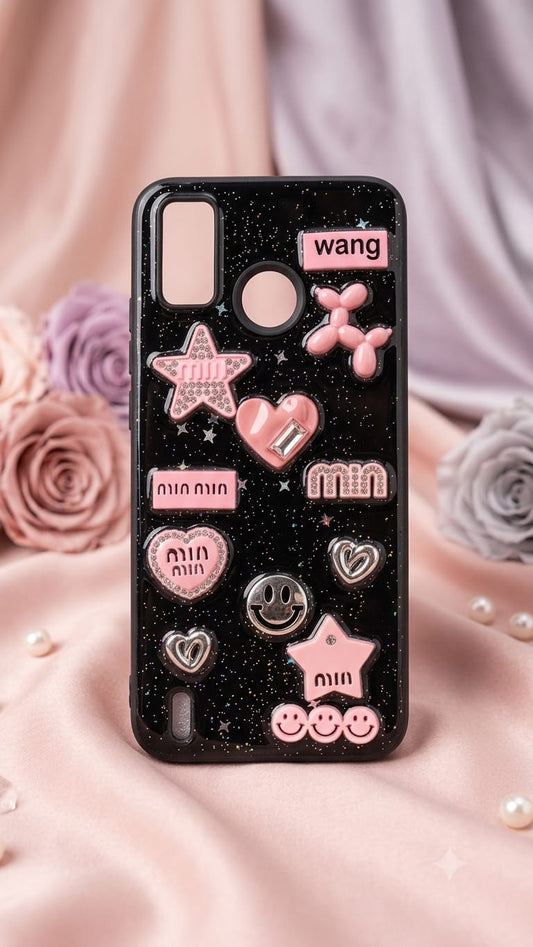 Sparkly Black 3D Charm Phone Case