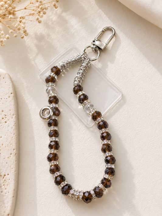 Brown Crystal Beaded Keychain