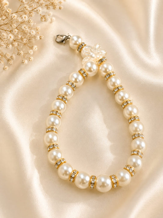 Elegant Pearl & Rhinestone Beaded Keychain