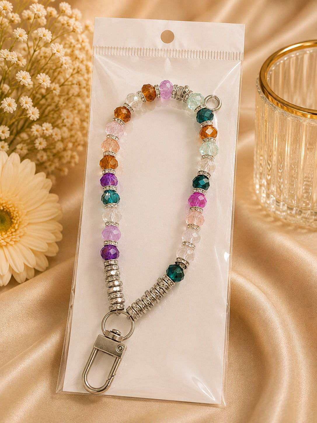 Multicolor Crystal Beaded Keychain