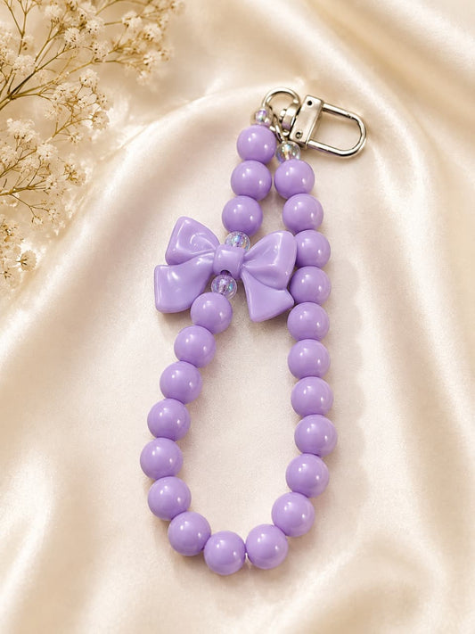 Lavender Purple Bow Beaded Keychain