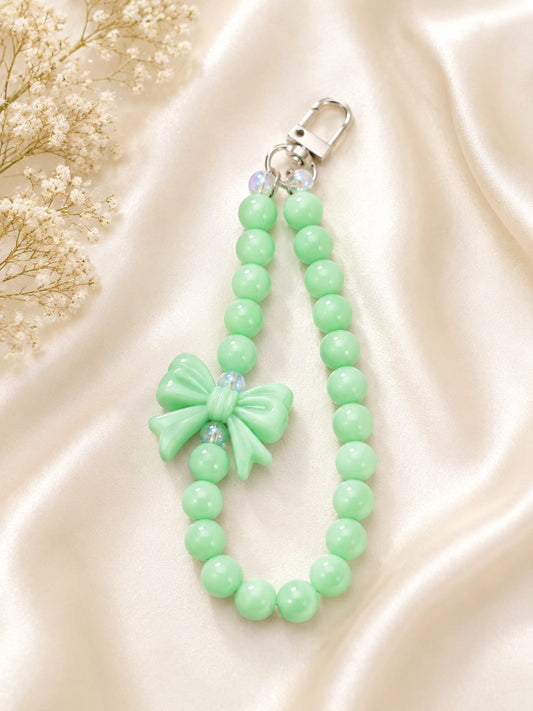 Mint Green Bow Beaded Keychain