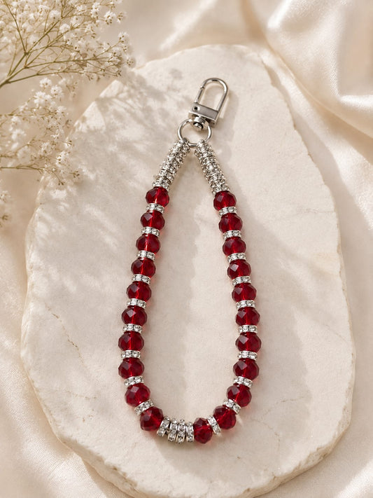Red Crystal Beaded Keychain